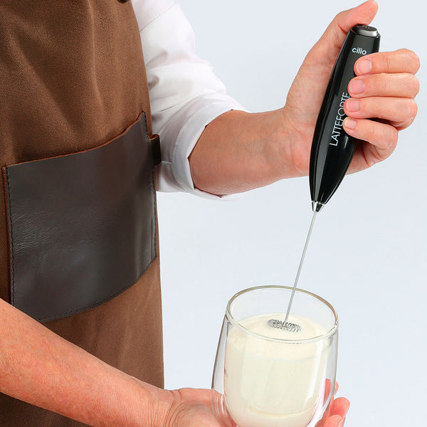 Batidor espumador para leche (con soporte) Cromado